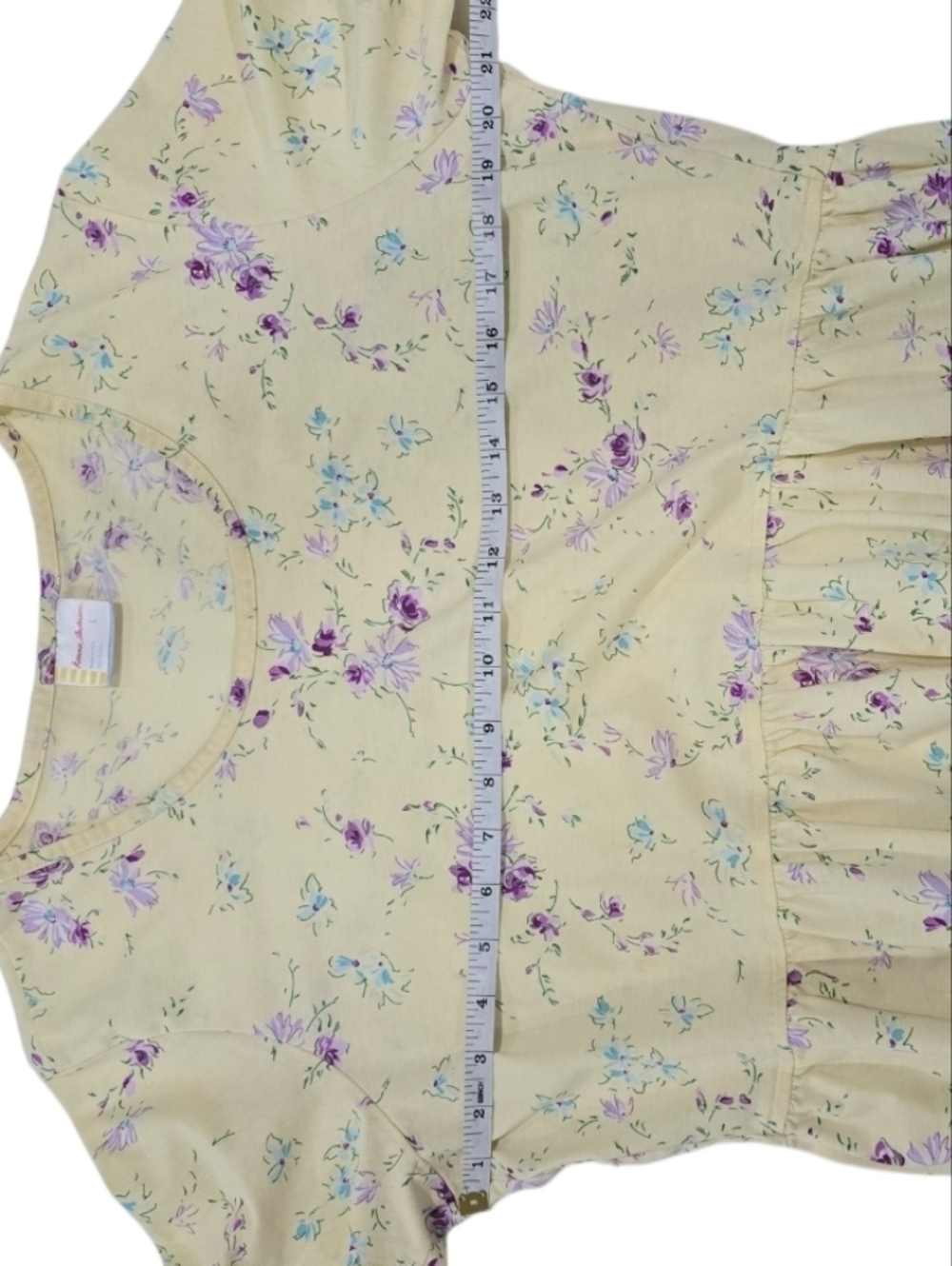VTG Hanna Anderson Butter Yellow & Purple Floral Cottagecore Maxi Dress. Large - Picture 6 of 7